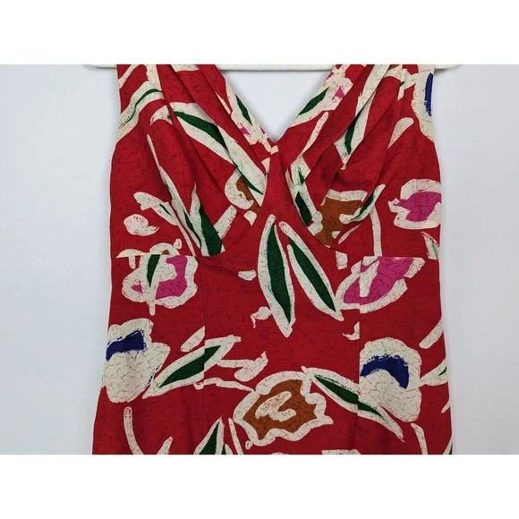 Vintage 60s Paradise Hawaii sz 14 Tropical Floral Sleeveless Knee Length Dress - Picture 4 of 10